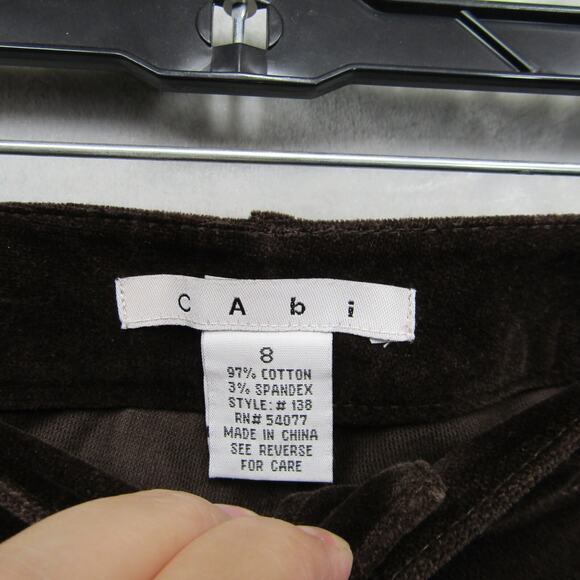 Cabi Pants Size 8 Women's Brown Velvet Velour Trouser Bootcut - Picture 7 of 10